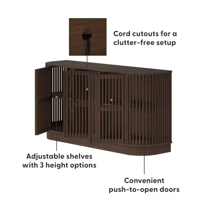 Buffet en bois massif Plank+Beam Contour avec 3 portes, meuble TV 59 po pour salon