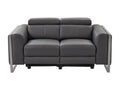 Canapé 2 places électrique Meublori en cuir gris anthracite
