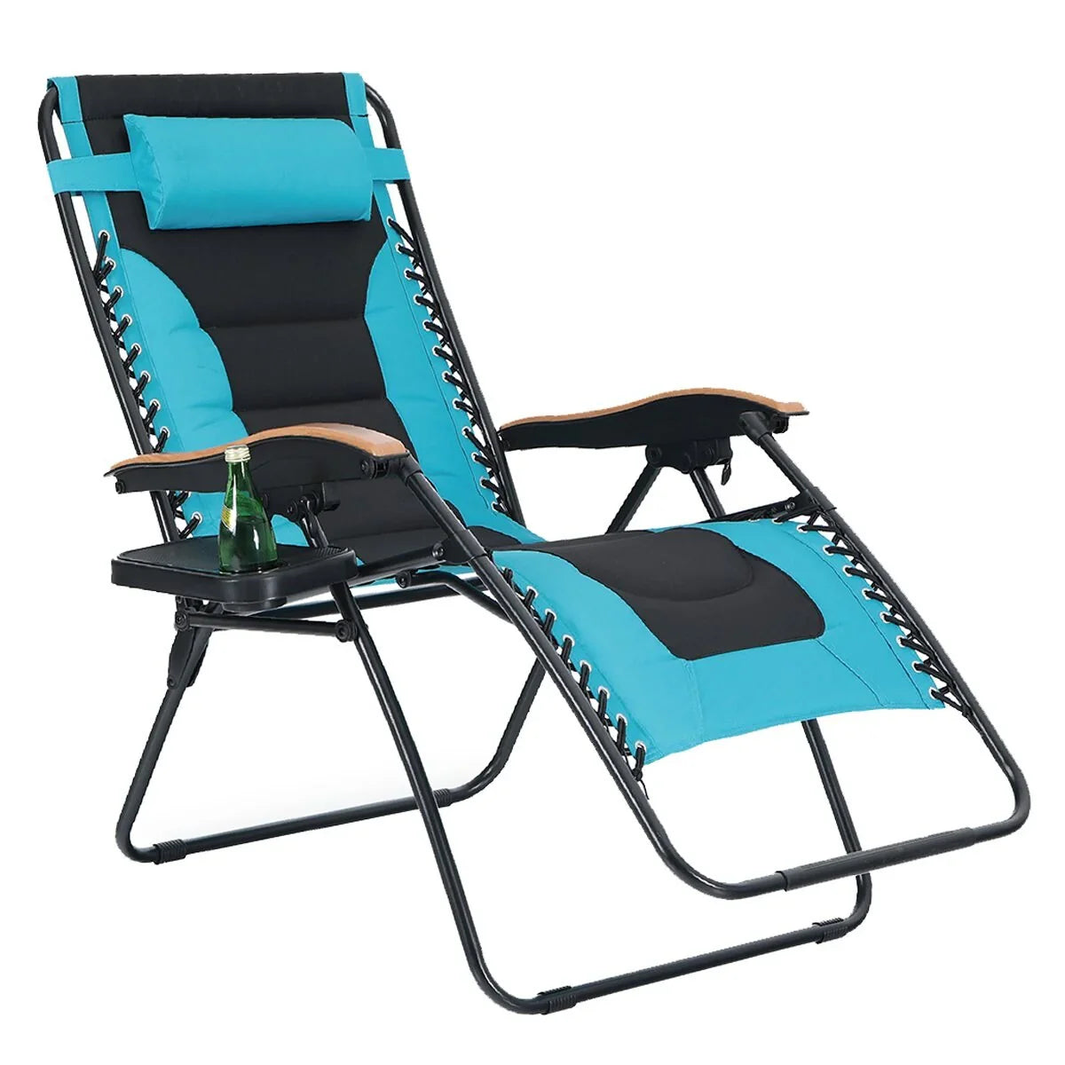 Fauteuil de relaxation zéro gravité XL surdimensionné rembourré avec accoudoirs plus larges et porte-gobelet réglable - N/A