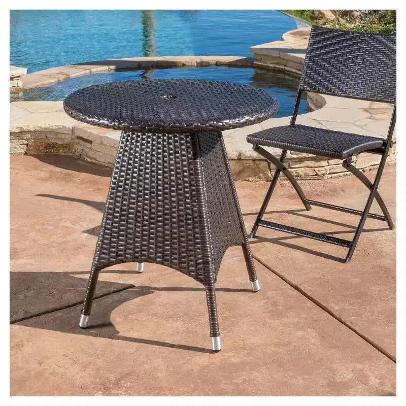 Table de bistro ronde en osier Corsica - Marron - Christopher Knight Home
