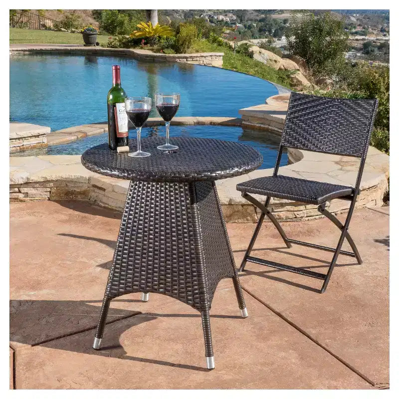 Table de bistro ronde en osier Corsica - Marron - Christopher Knight Home