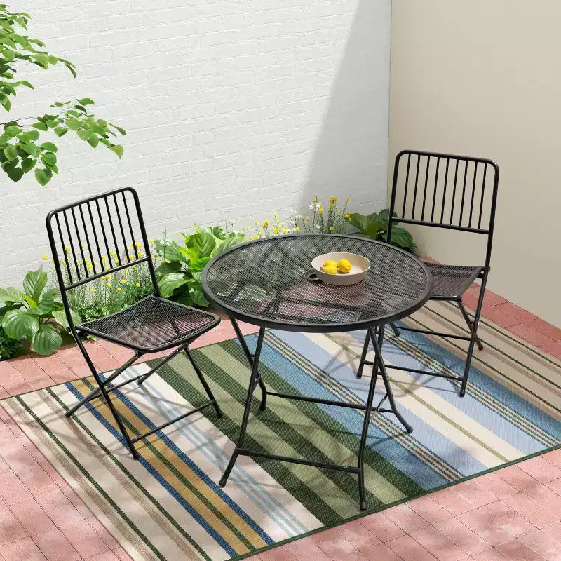 Table de bistro ronde en acier à mailles métalliques pour terrasse, noire – Room Essentials™
