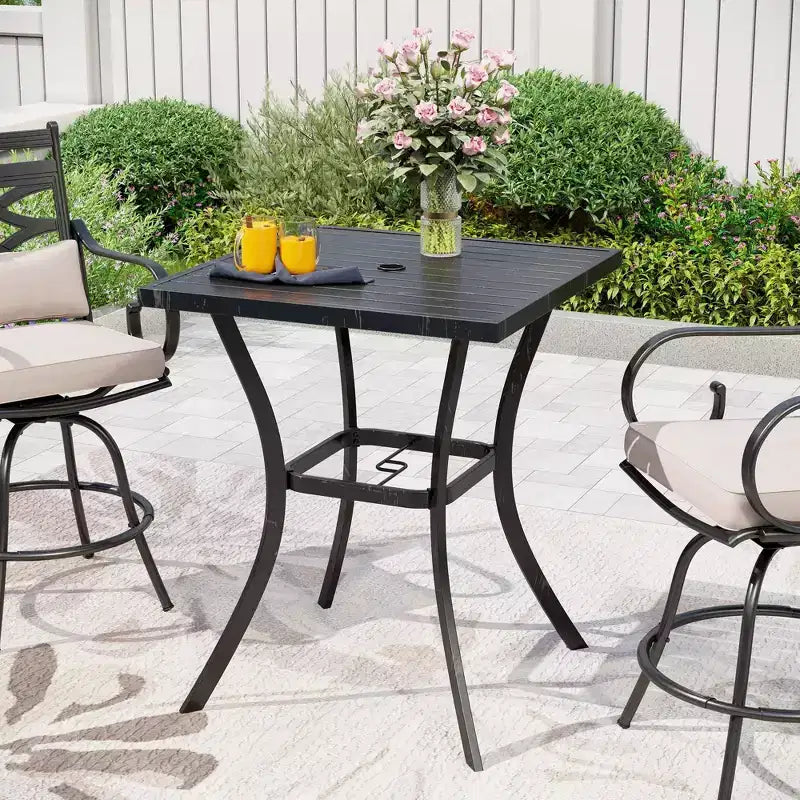 31" Square Bar Table with Umbrella Hole - Captiva Designs: Outdoor Bar Height Patio Furniture