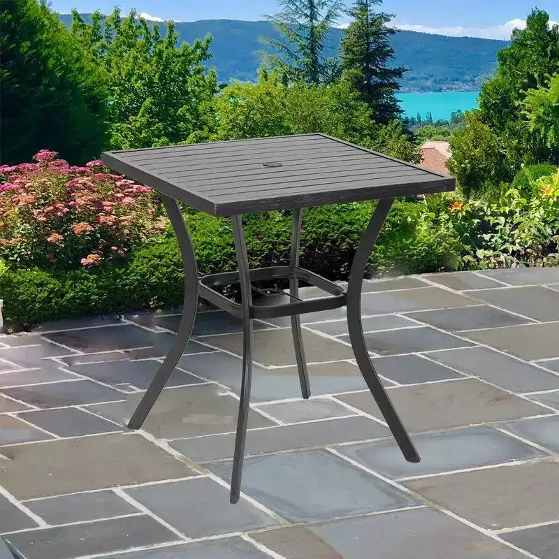 Table de bar carrée de 31 po avec trou pour parasol - Captiva Designs : Mobilier de patio de hauteur bar d'extérieur