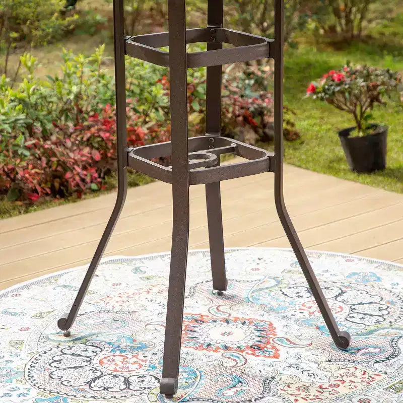 Captiva Designs Table de bistrot carrée d'extérieur en aluminium moulé marron : Hauteur bar, Résistant aux intempéries