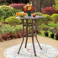 Outdoor Cast Aluminum Round Bistro Table - Captiva Designs: Weather-Resistant Patio Bar Height Table, 41" High