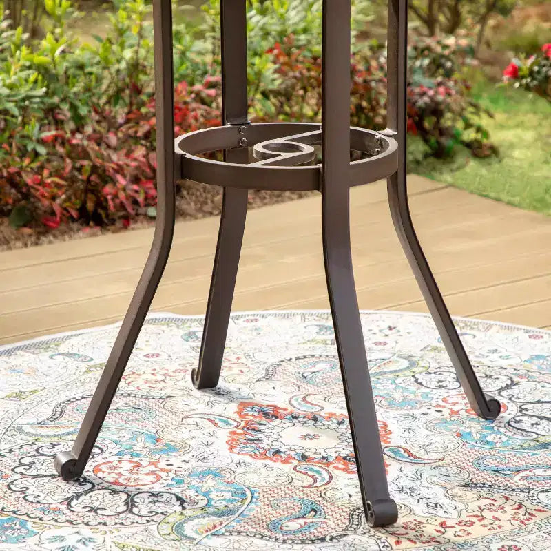 Table de bistrot ronde en fonte d'aluminium d'extérieur - Captiva Designs : Table de bar de patio résistante aux intempéries, 104 cm de haut