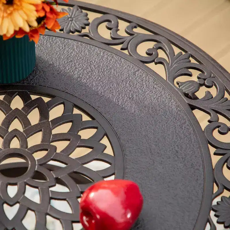 Table de bistrot ronde en fonte d'aluminium d'extérieur - Captiva Designs : Table de bar de patio résistante aux intempéries, 104 cm de haut