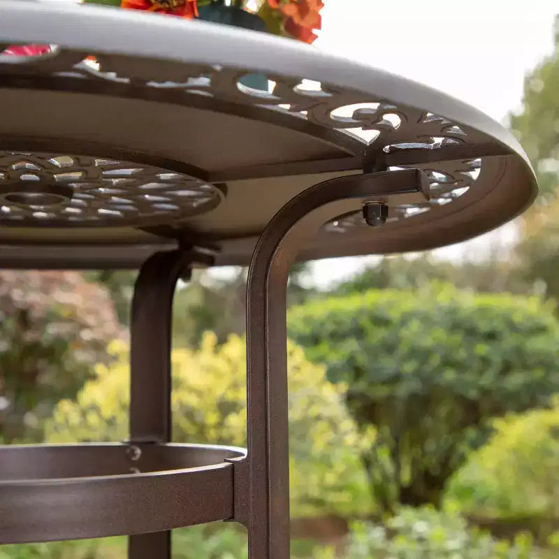 Table de bistrot ronde en fonte d'aluminium d'extérieur - Captiva Designs : Table de bar de patio résistante aux intempéries, 104 cm de haut