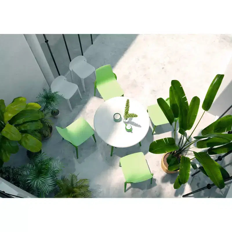 Table de jardin ronde Chloé - Vert - Lagon : Bistro, résistante aux intempéries, 4 places