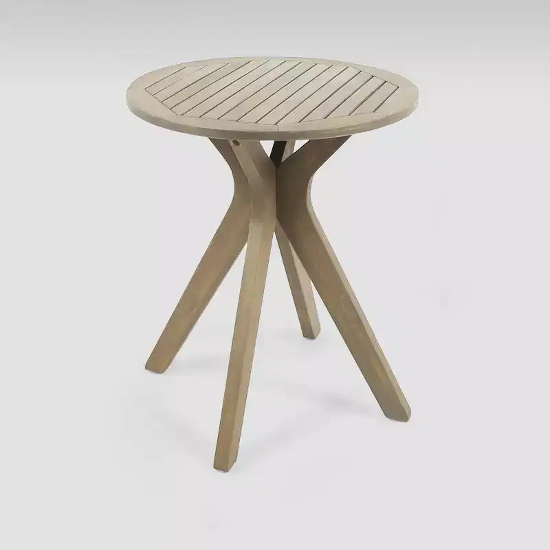 Stamford Round Acacia Wood Bistro Table with X Legs - Gray - Christopher Knight Home: Weather-Resistant, Patio Dining