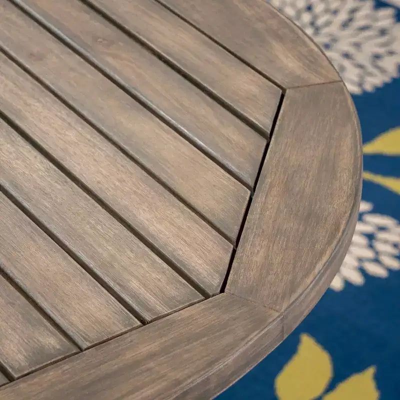 Table de bistrot ronde Stamford en bois d'acacia avec pieds en X - Gris - Christopher Knight Home : Résistante aux intempéries, Repas en terrasse