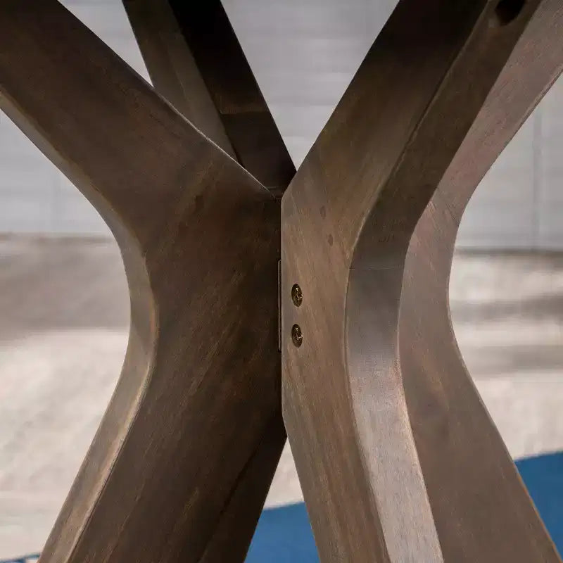 Table de bistrot ronde Stamford en bois d'acacia avec pieds en X - Gris - Christopher Knight Home : Résistante aux intempéries, Repas en terrasse