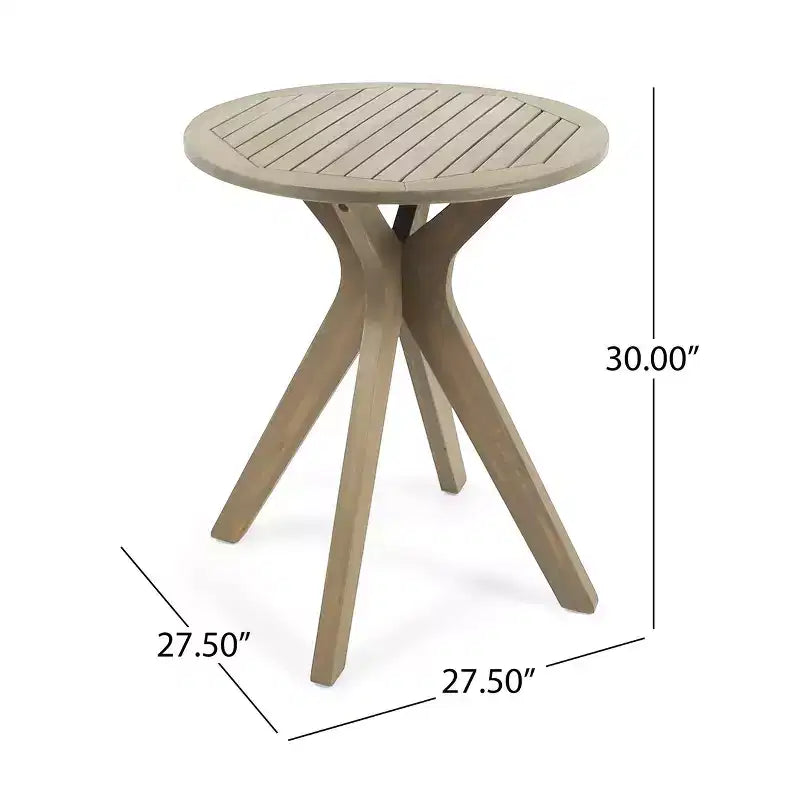 Table de bistrot ronde Stamford en bois d'acacia avec pieds en X - Gris - Christopher Knight Home : Résistante aux intempéries, Repas en terrasse