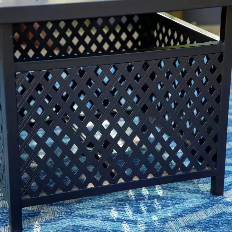 Pied de table de bistrot carré avec trou de 4 cm - Captiva Designs : Table de salle à manger de patio résistante à la rouille et aux intempéries