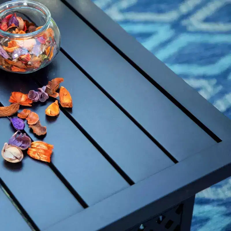 Pied de table de bistrot carré avec trou de 4 cm - Captiva Designs : Table de salle à manger de patio résistante à la rouille et aux intempéries
