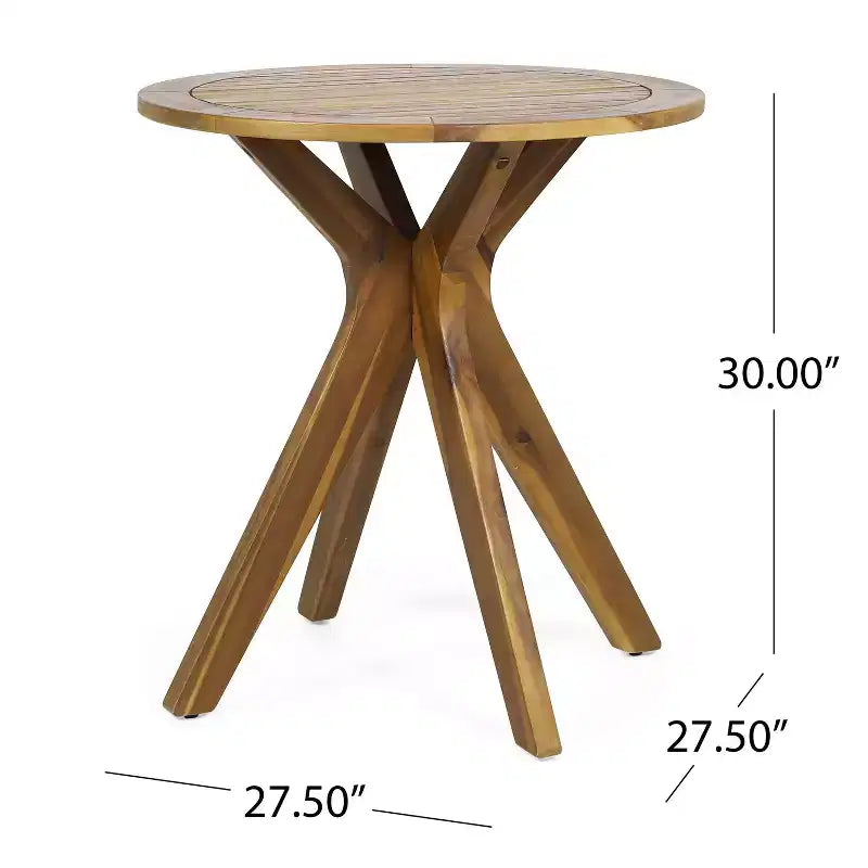 Table de bistrot ronde Stamford en bois d'acacia avec pieds en X - Teck - Christopher Knight Home : Mobilier de salle à manger d'extérieur