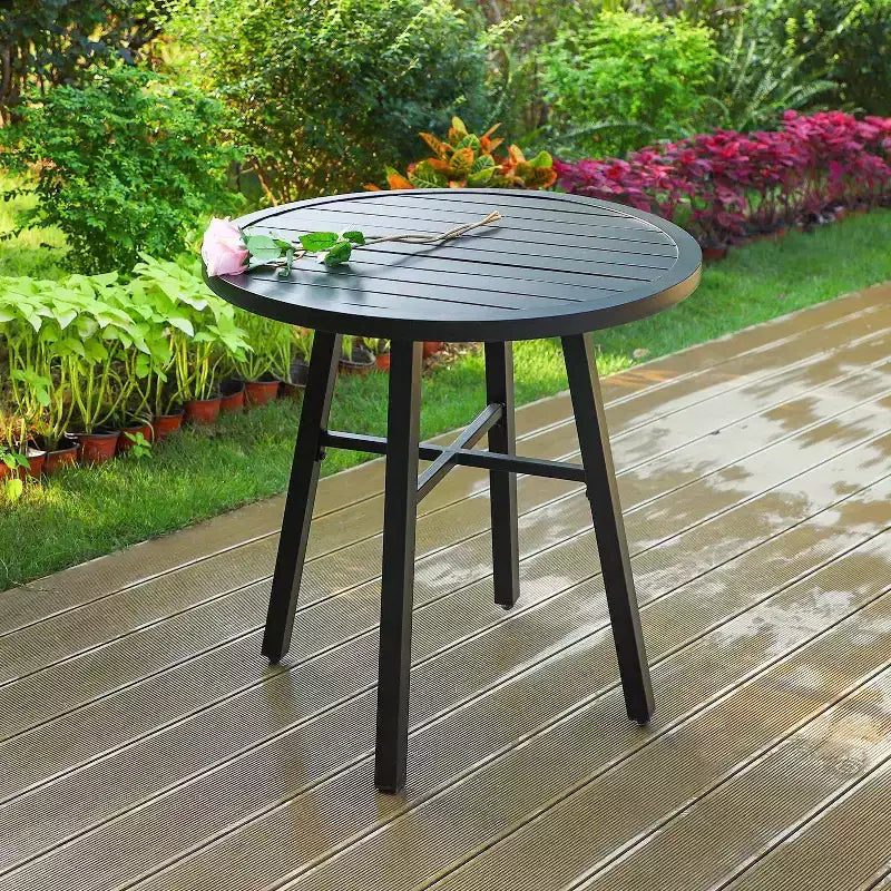 Outdoor Steel End Table - Black - Captiva Designs: Round Bistro Patio Table, Fade & Rust Resistant