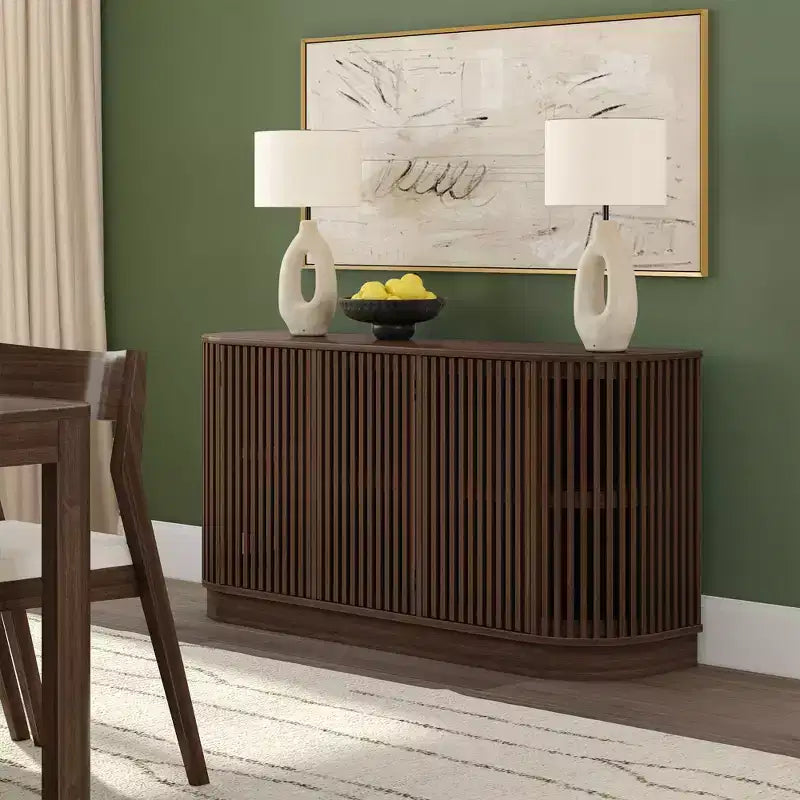 Buffet en bois massif Plank+Beam Contour avec 3 portes, meuble TV 59 po pour salon