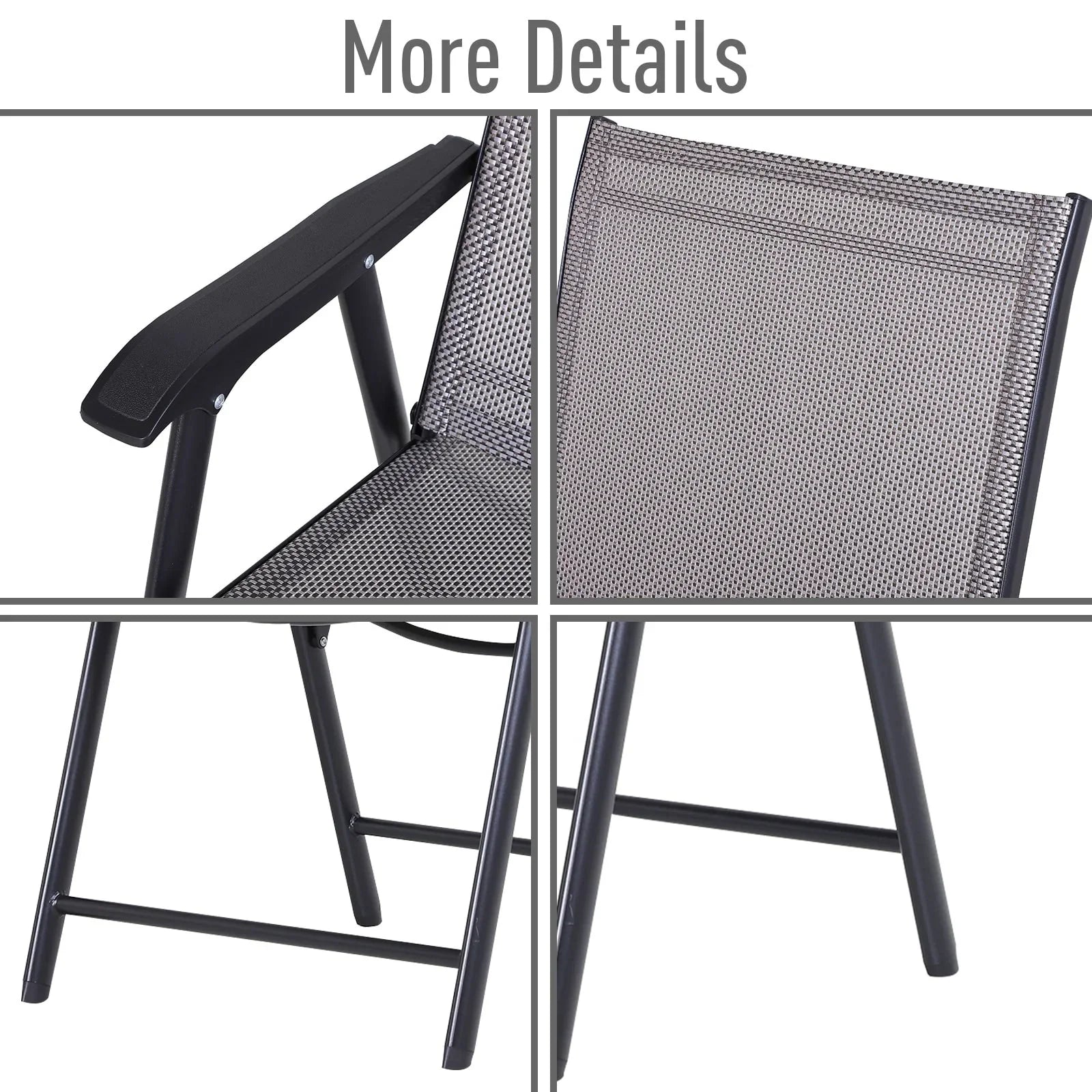 Lot de 4 chaises pliantes Outsunny au design simple et élégant, confortables pour la terrasse, le jardin et les voyages