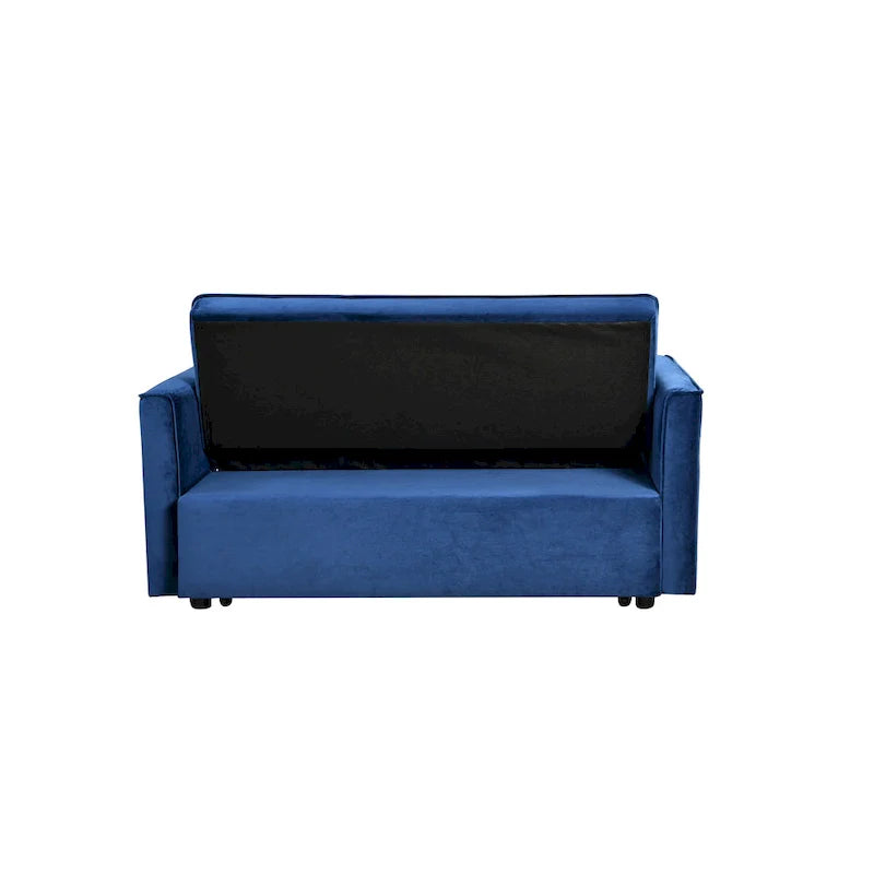 Causeuse futon moderne en velours avec dossier inclinable et poches, 2 places ??Gris foncé / Gris clair / Bleu / Noir