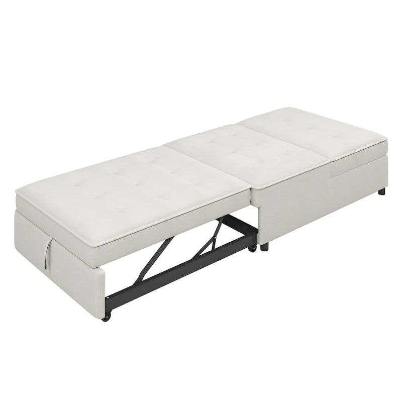 Canapé convertible 3 places 4-en-1 en lin 72,5" avec dossier réglable sur 5 niveaux et poche de rangement