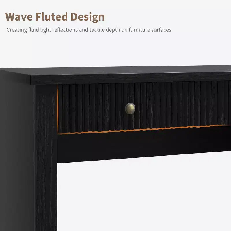 Meuble de rangement de bureau cannelé, bureau de direction moderne de 54 po avec station de recharge, bureau d'ordinateur en bois avec tiroirs classeurs pour bureau d'étude