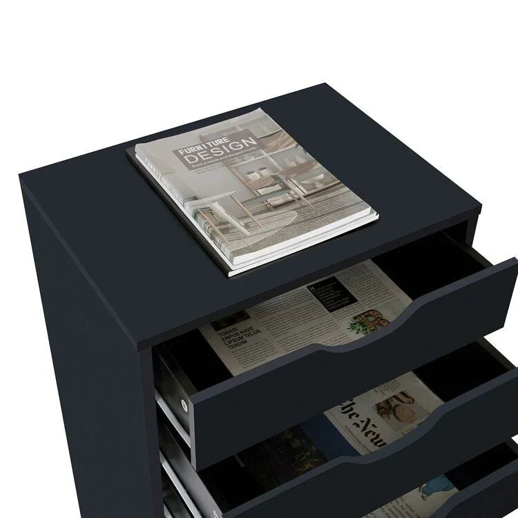 Étroite commode en bois à 9 tiroirs coulissants et étagère de rangement supérieure