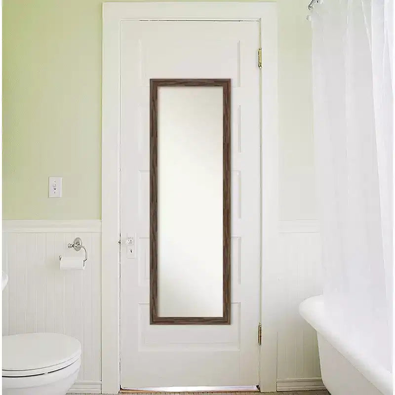 17" x 51" Narrow Full Length Mirror - Light Brown Barnwood Wood Frame, Door or Wall Mount