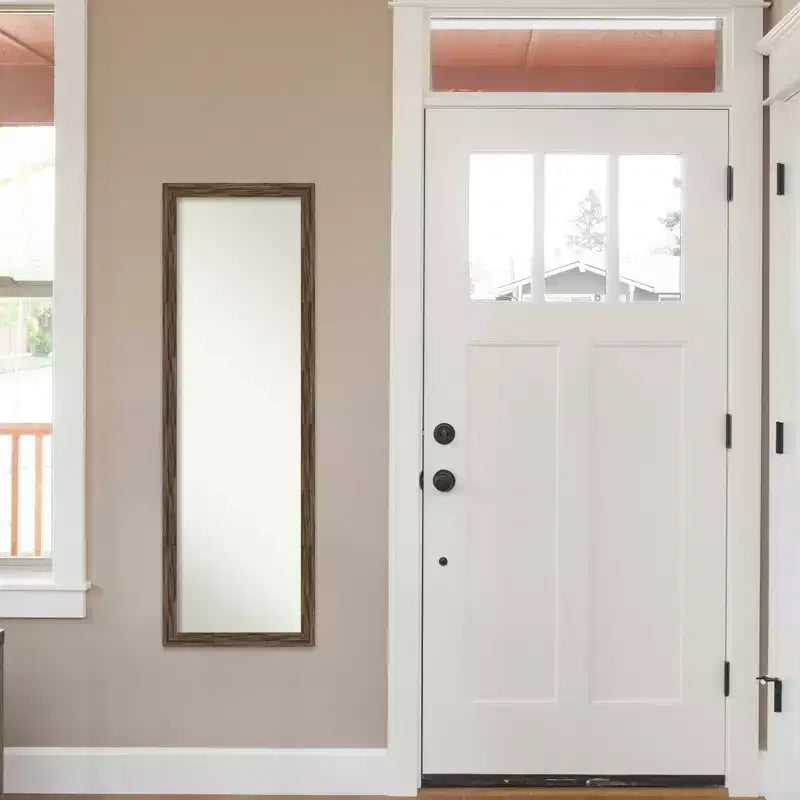 17" x 51" Narrow Full Length Mirror - Light Brown Barnwood Wood Frame, Door or Wall Mount