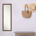 17" x 51" Narrow Full Length Mirror - Light Brown Barnwood Wood Frame, Door or Wall Mount