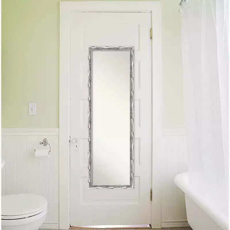 Full Length Door Mirror with Chrome Wave Frame - 16"W x 50"H, No Assembly Required