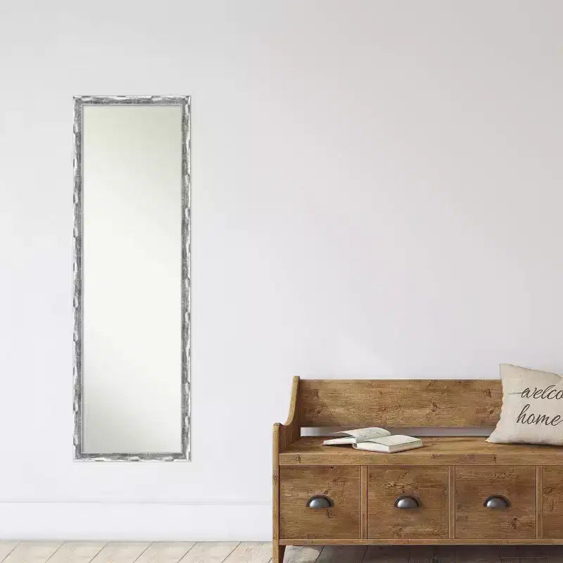Full Length Door Mirror with Chrome Wave Frame - 16"W x 50"H, No Assembly Required