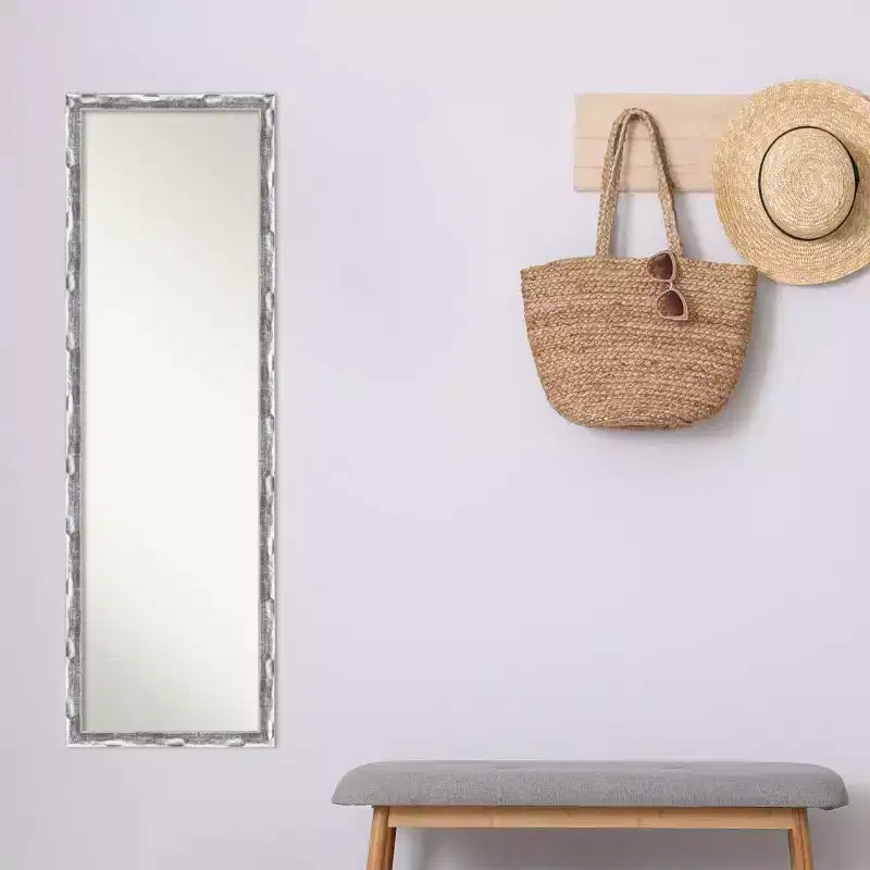 Full Length Door Mirror with Chrome Wave Frame - 16"W x 50"H, No Assembly Required