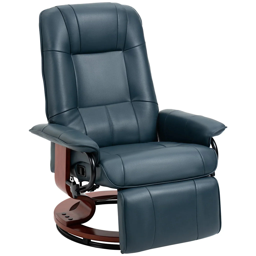 Fauteuil inclinable manuel pivotant en similicuir HomCom avec repose-pieds confortable et relaxant