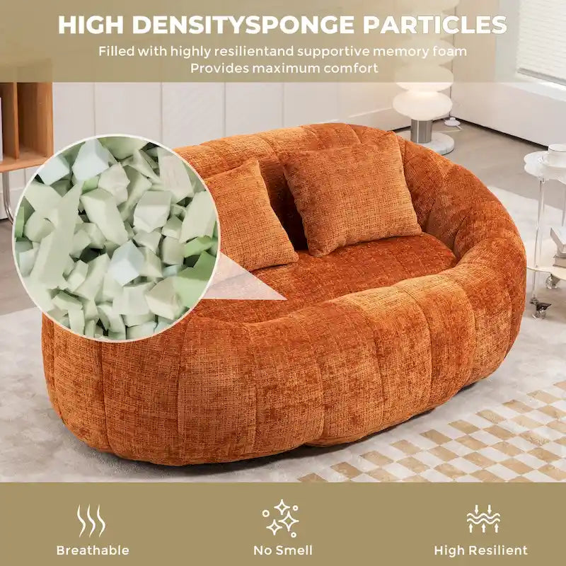 GDFStudio - Canapé paresseux 2 places en chenille Laurel avec mousse haute densité et confort surdimensionné