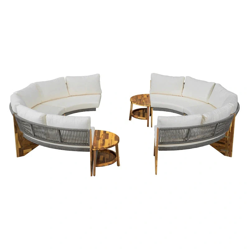 Ensemble de jardin 6 places avec coussins et 1 table basse