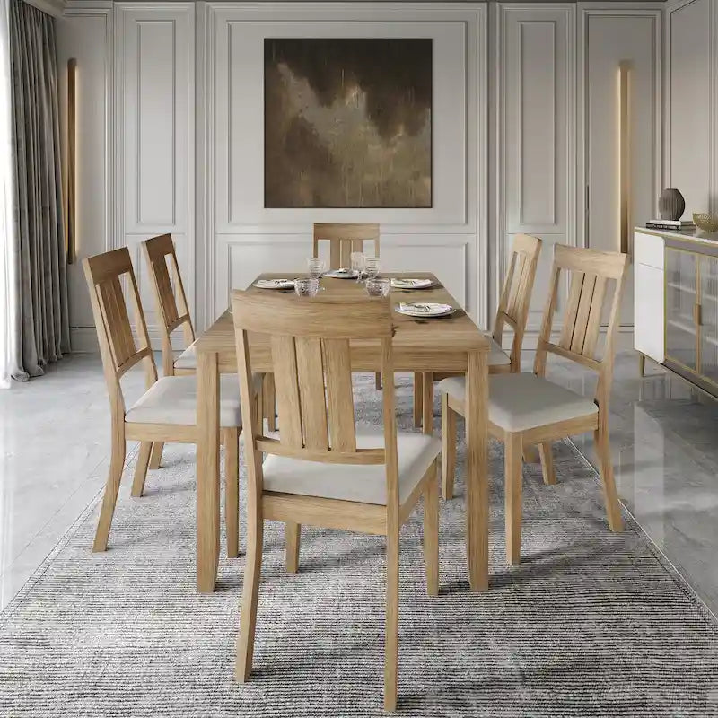 Ensemble de salle à manger classique 7 pièces en bois CraftPorch