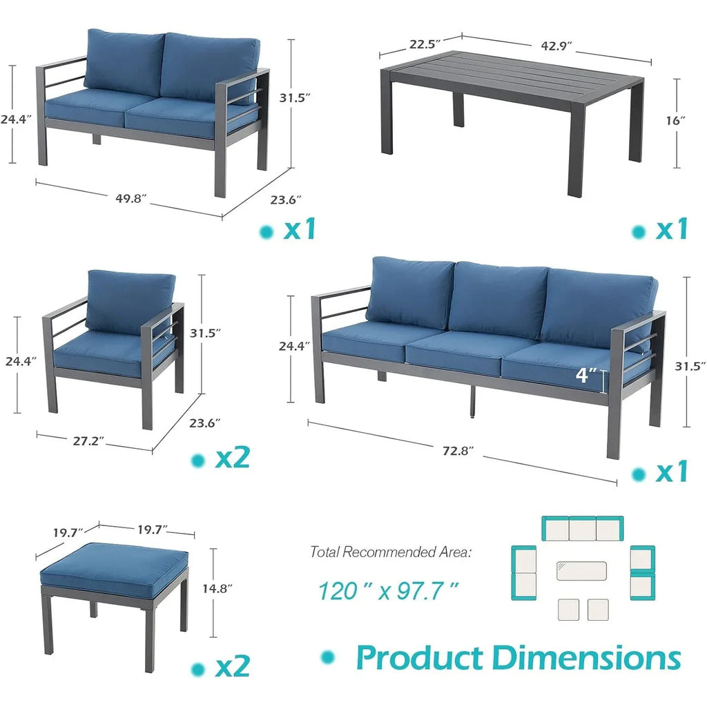 AECOJOY Ensemble de 7 Meubles de Jardin en Aluminium pour Extérieur