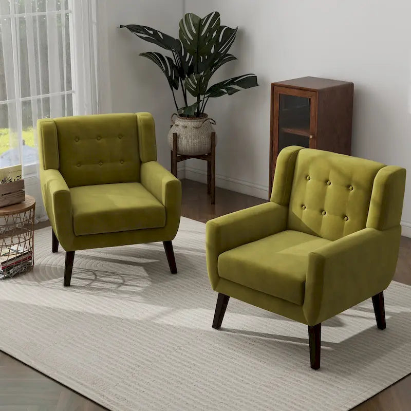 Lot de 2 fauteuils de salon en velours avec accoudoirs