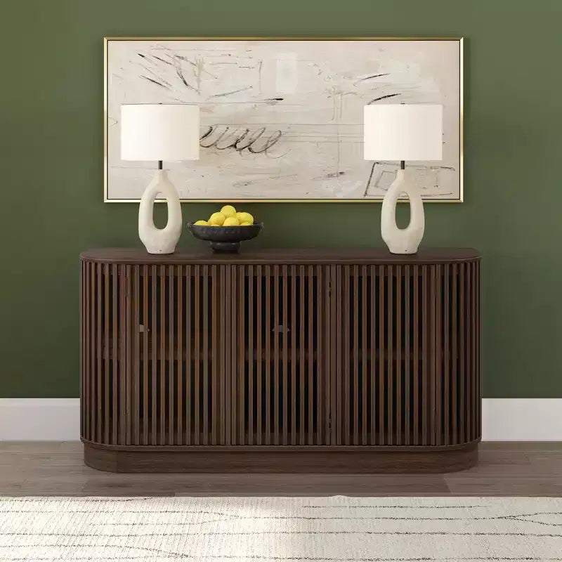 Buffet en bois massif Plank+Beam Contour avec 3 portes, meuble TV 59 po pour salon