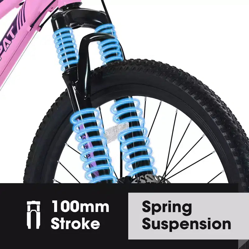 VTT Okak 24/26 pouces avec 21 vitesses et double freins à disque, vélo pour enfants avec suspension avant de 100 mm, Dirt Bike pour adolescents et femmes