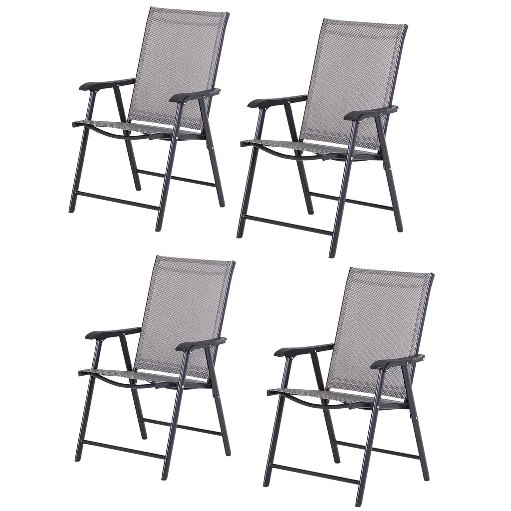 Lot de 4 chaises pliantes Outsunny au design simple et élégant, confortables pour la terrasse, le jardin et les voyages