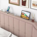 Queen/Full Upholstered Platform Bed Frame with Storage Drawers, Adjustable Headboard and Charging Ports - Beige
