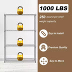 4-Tier Steel Wire Shelving Unit with Adjustable Shelves - Home, Office or Commercial Storage