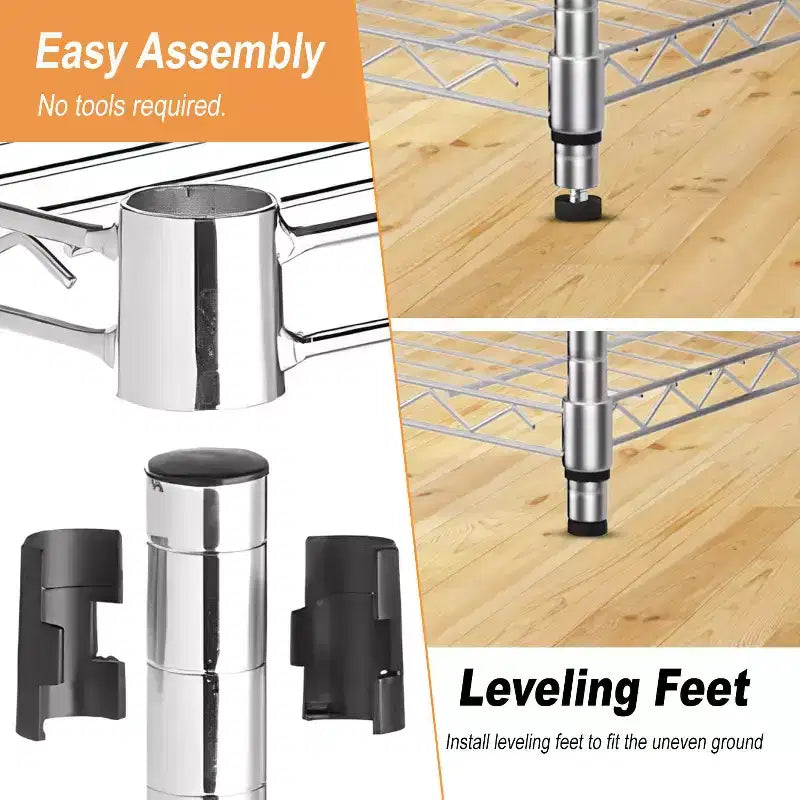 4-Tier Steel Wire Shelving Unit with Adjustable Shelves - Home, Office or Commercial Storage