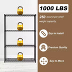 4-Tier Steel Wire Shelving Unit with Adjustable Shelves - Home, Office or Commercial Storage