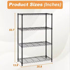 4-Tier Steel Wire Shelving Unit with Adjustable Shelves - Home, Office or Commercial Storage