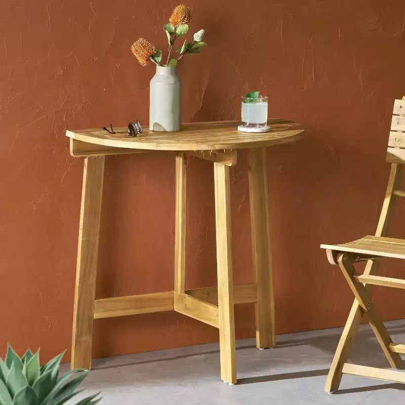 Table de bistrot demi-ronde GDFStudio Pavillion en bois d'acacia d'extérieur