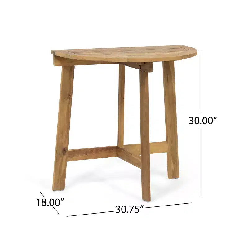 Table de bistrot demi-ronde GDFStudio Pavillion en bois d'acacia d'extérieur